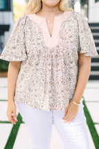 Nautical Breeze Top, Taupe Blumenmuster