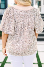 Nautical Breeze Top, Taupe Blumenmuster