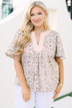 Nautical Breeze Top, Taupe Blumenmuster