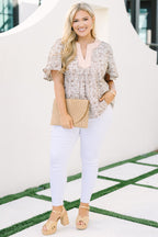 Nautical Breeze Top, Taupe Blumenmuster