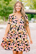 Never Growing Up Babydoll Dress, Black