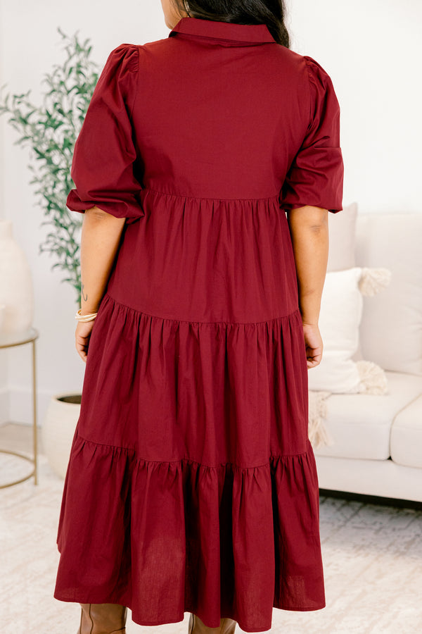 Never In A Hurry Dress, Wine