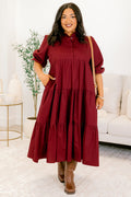 Never In A Hurry Dress, Wine