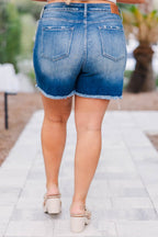 Never Really Over You Shorts, Dark Wash