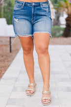 Never Really Over You Shorts, Dark Wash