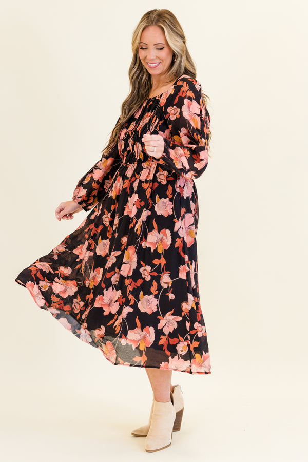 Never Too Early Midikleid, Schwarz