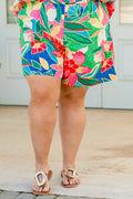 Paradise Is With You Shorts, Red