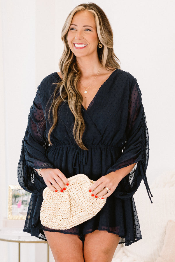 Night Lights Romper, Navy