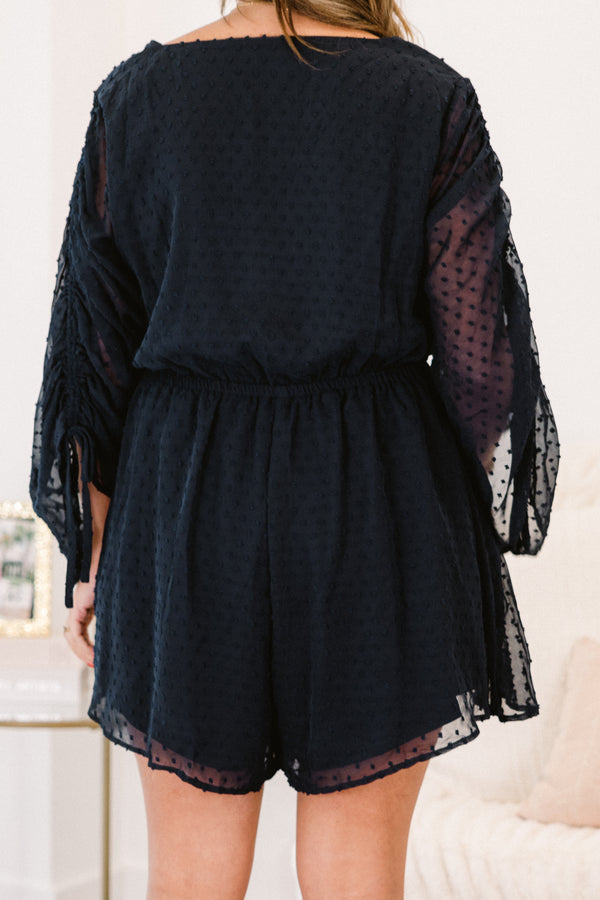 Night Lights Romper, Navy