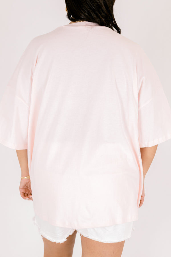 No Bad Days Boyfriend Tee, Cream Pink
