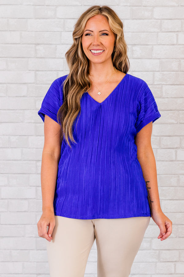 Not Right Now Babe Top, Royal Blue