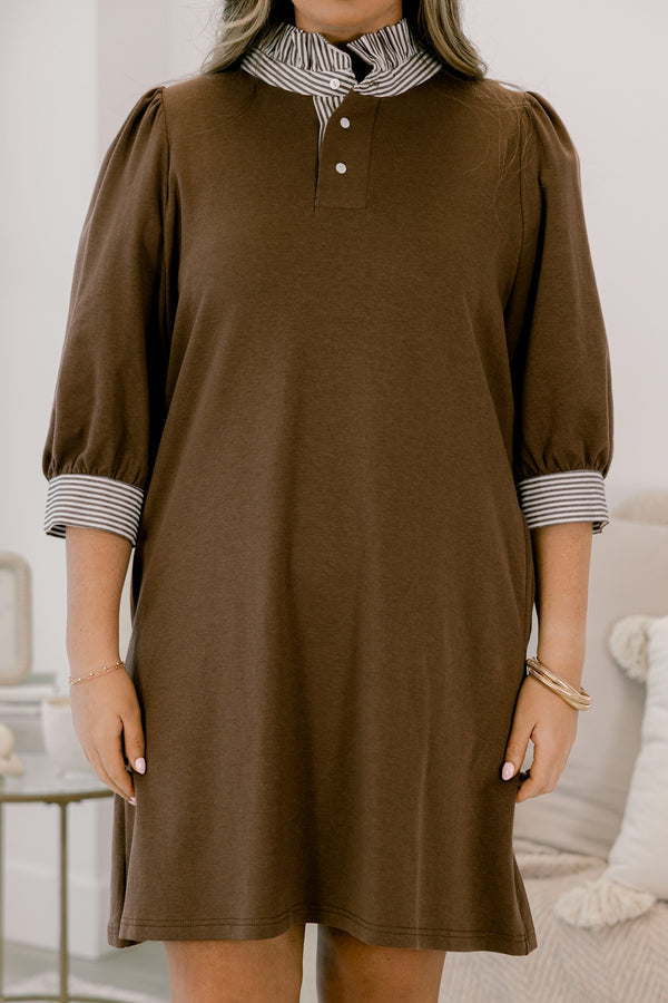 Kleid „On Good Terms“, Braune Streifen