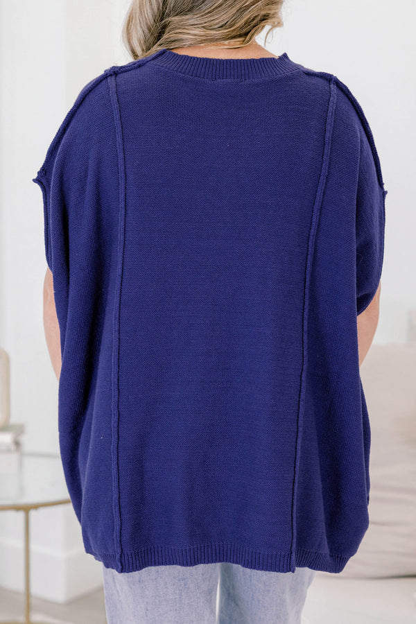 On My Way Over Sweater, Navy