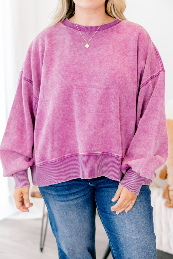 Pullover „Only Getting Started“, Helles Pflaume