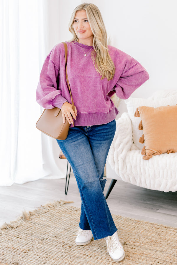 Pullover „Only Getting Started“, Helles Pflaume