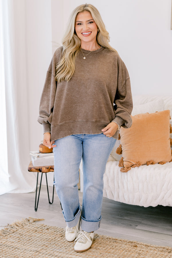 Pullover „Only Getting Started“, Mokka