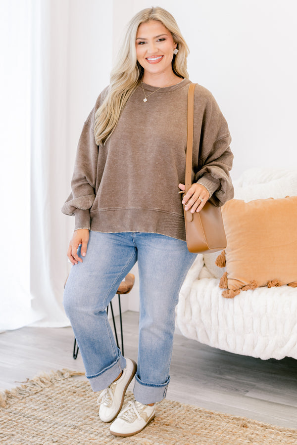 Pullover „Only Getting Started“, Mokka