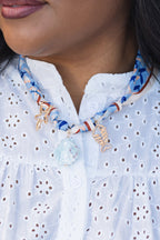Open Passage Scarf Necklace, Blue