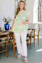 Out Living My Life Top, Green Floral