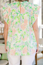 Out Living My Life Top, Green Floral