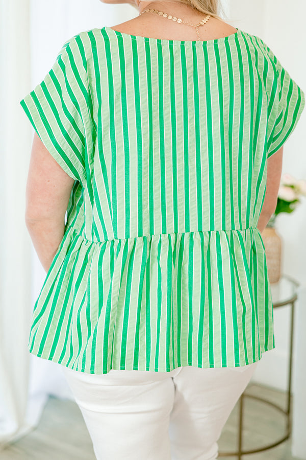 Over The Water Top, Green Stripe
