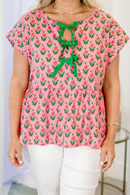 Over The Water Top, Pink-Green