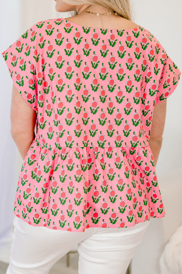 Over The Water Top, Pink-Green