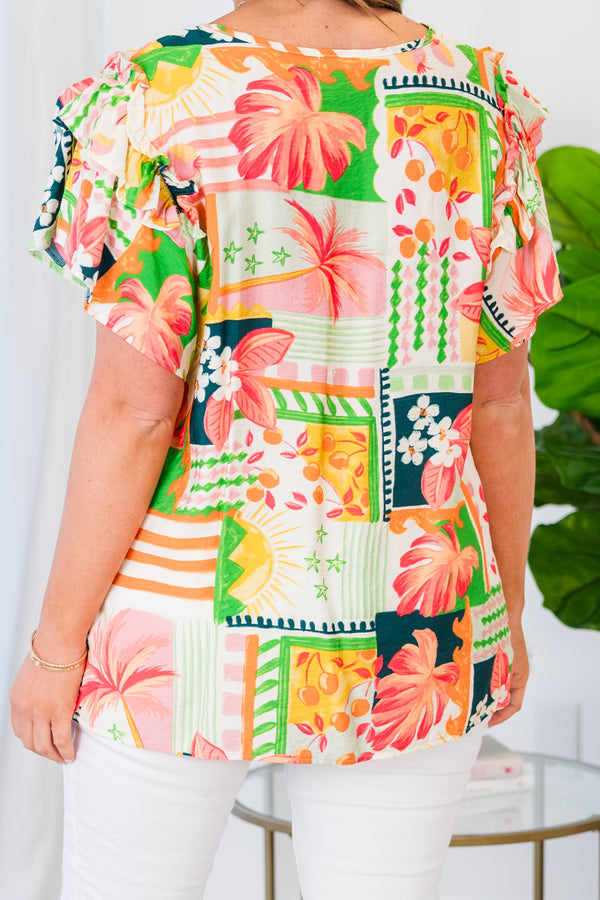 Palm Trees Living Top, Peach