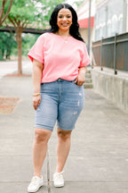 Palm Oasis Shorts, Light Wash
