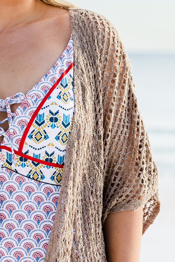 Paradise Unlocked Kimono, Taupe