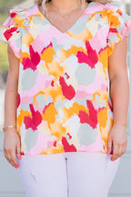 Perfectly Painted Top, Pink Multi