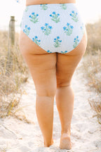 Poolside Petals Bikinislip, Blau