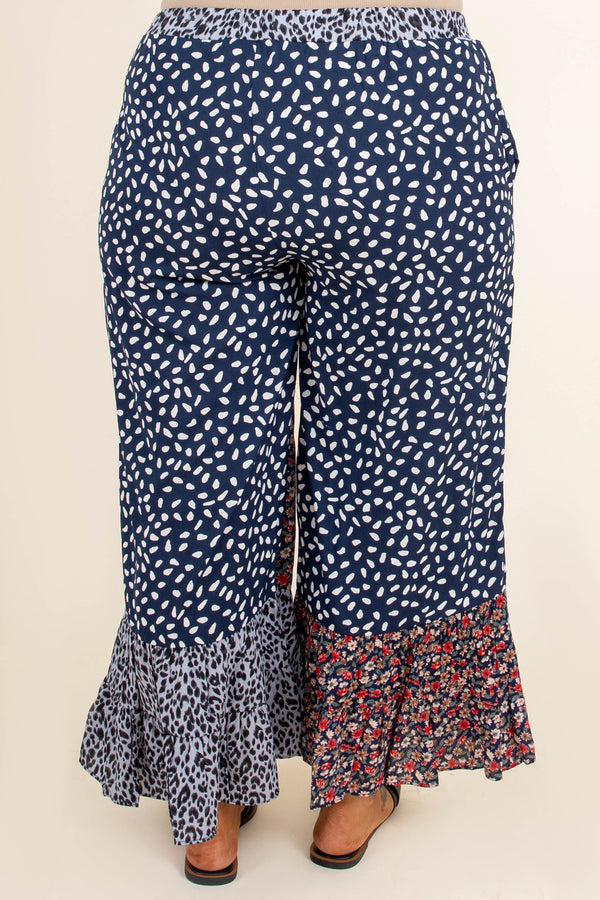 Poppy Strolls Hose, Navy Mix