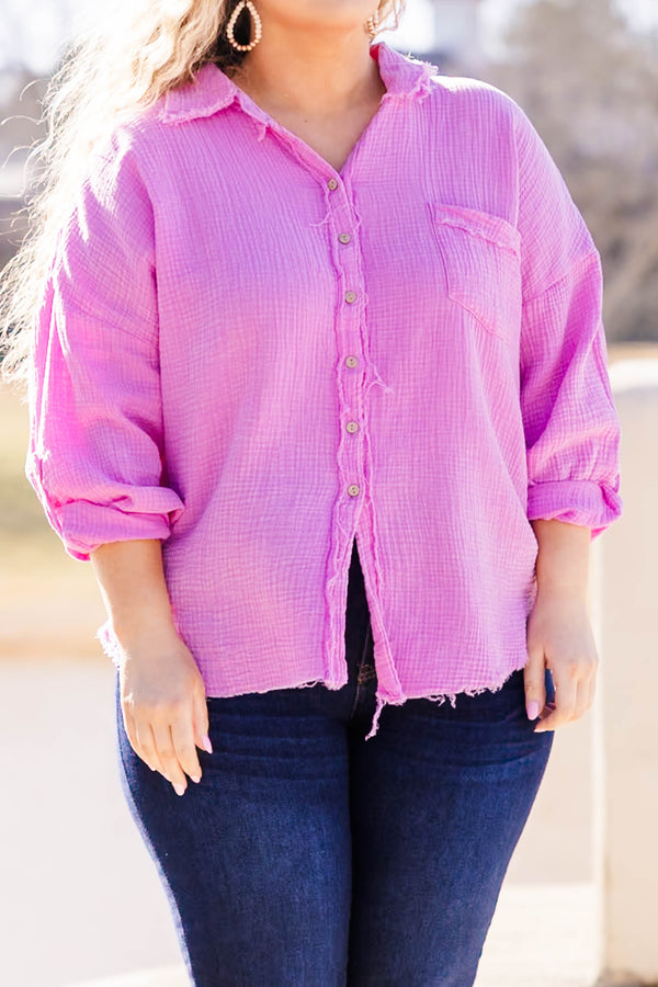 Popular Phrase Top, Bright Mauve