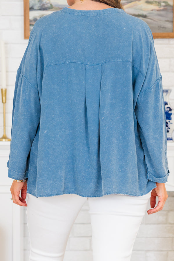 Praying For Sunshine Top, Denim