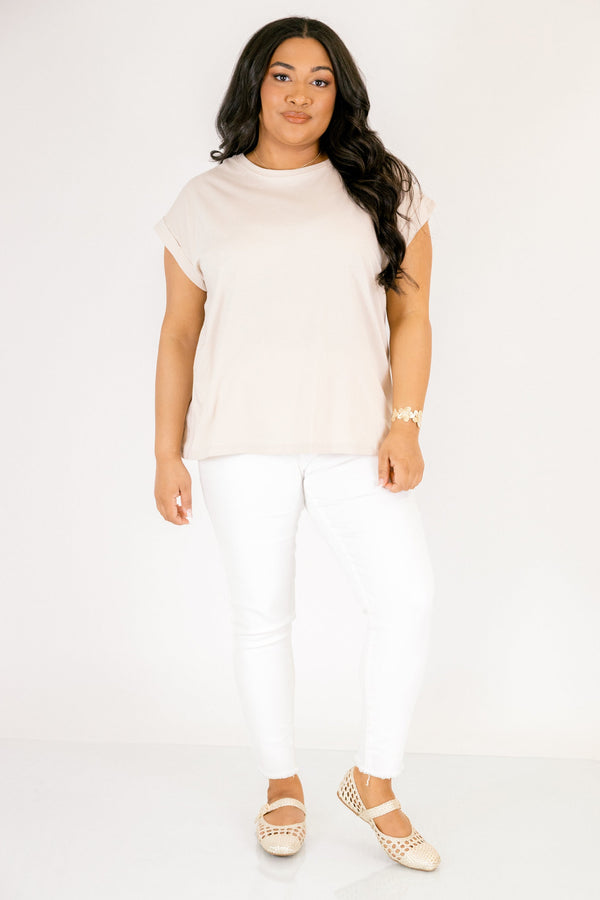 Pretty Please Tee, Sand Beige