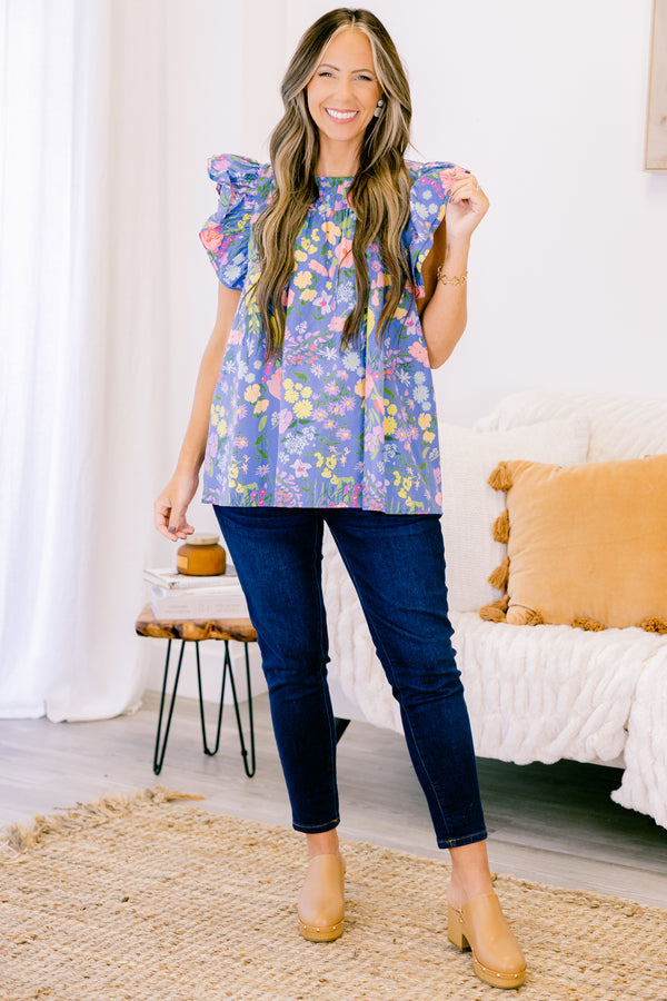 Prima Ballerina Top, Blue-Yellow