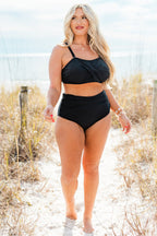Proceed Into Paradise Swim Top, Black
