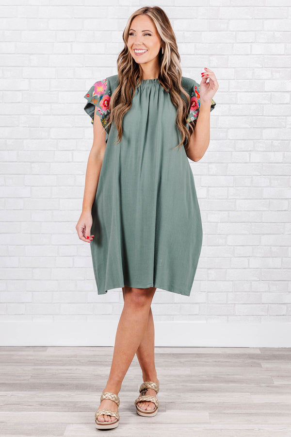 Radiant Glow Dress, Sage