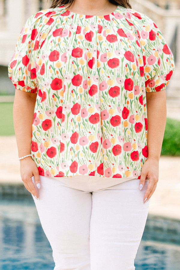 Rooftop Romance Top, Green-Red