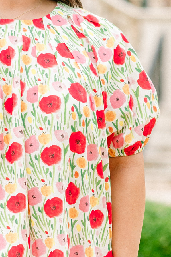 Rooftop Romance Top, Green-Red