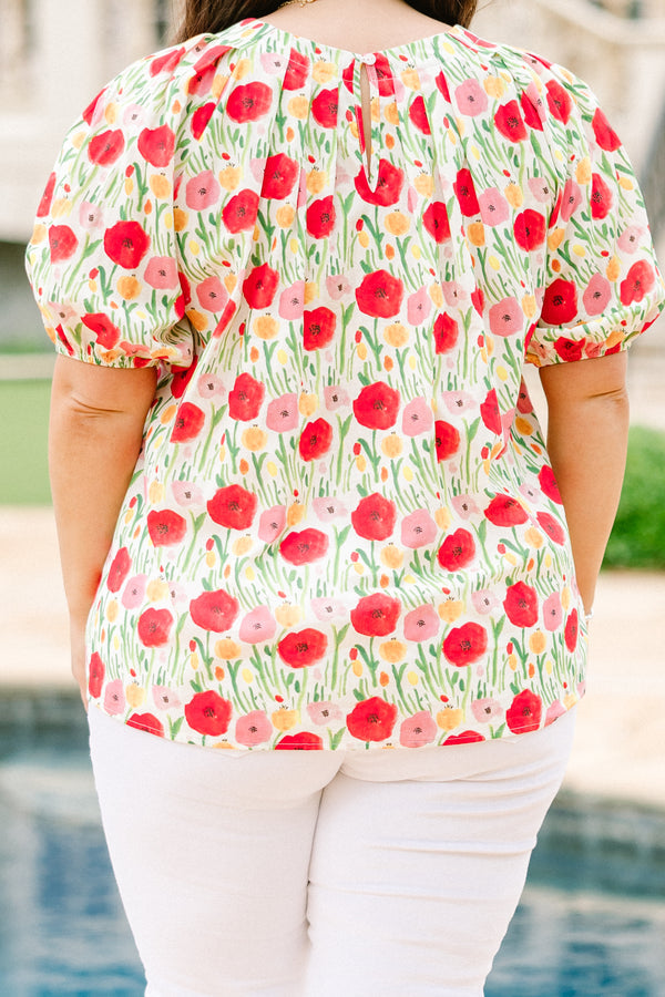 Rooftop Romance Top, Green-Red