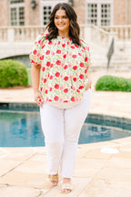 Rooftop Romance Top, Green-Red