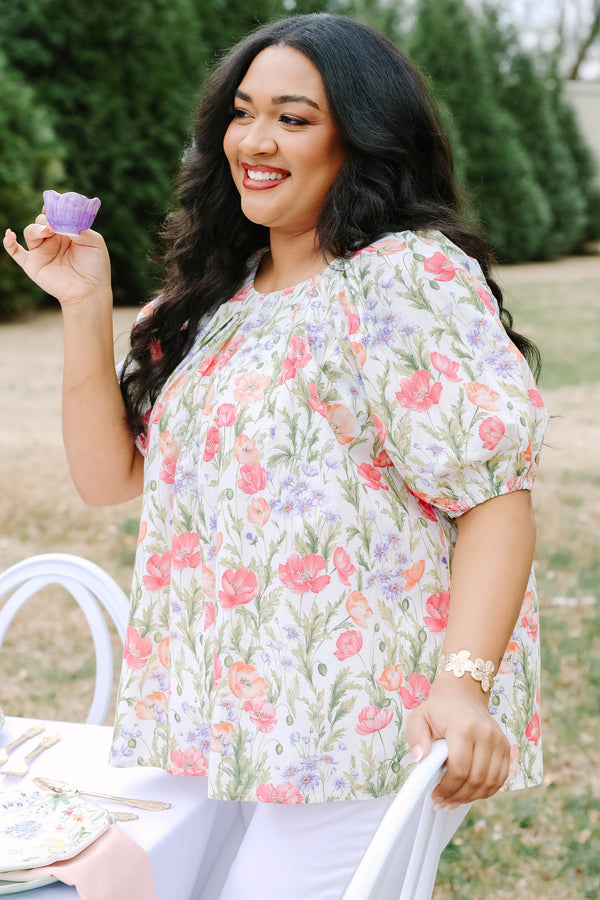Rooftop Romance Top, Green Floral