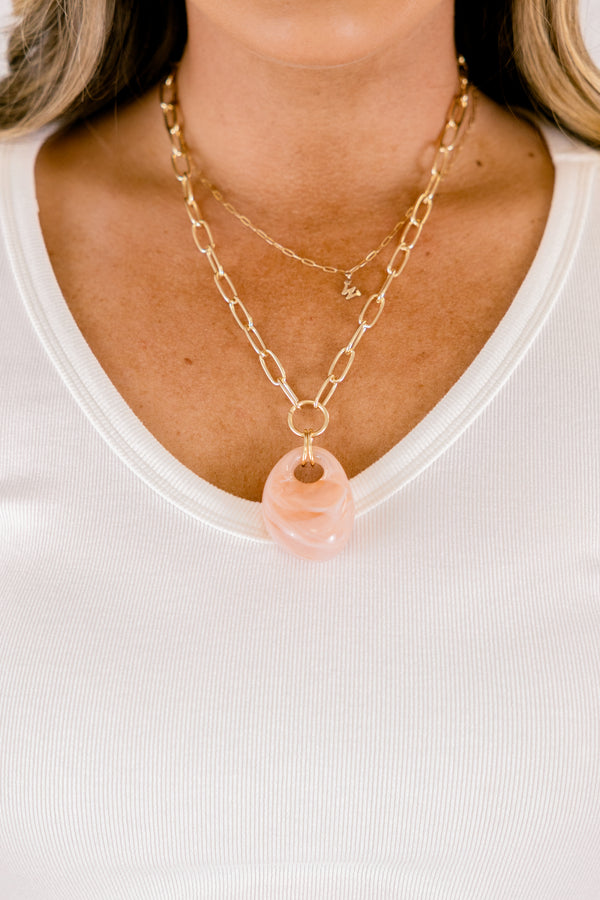 Rosé Glow Halskette, Gold-Rosa