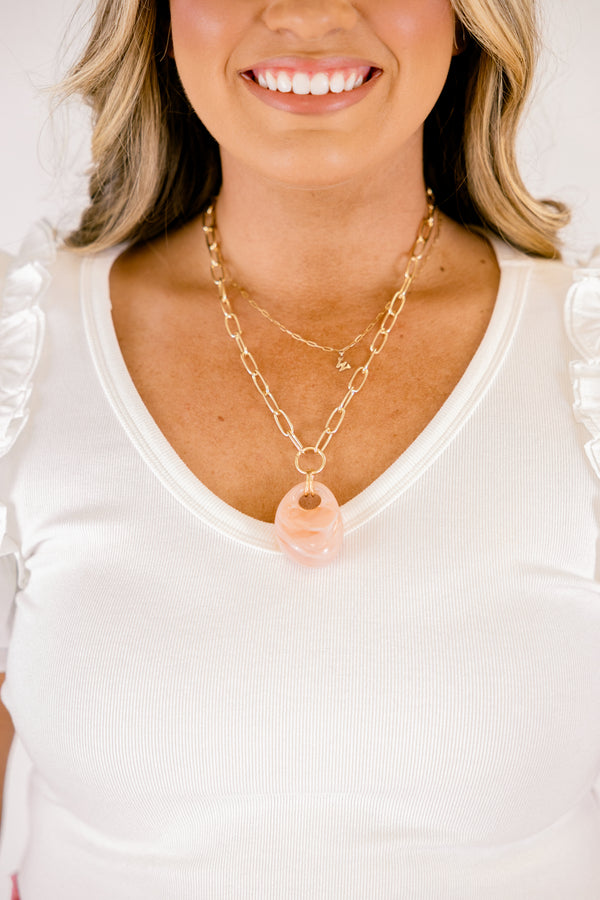 Rosé Glow Halskette, Gold-Rosa