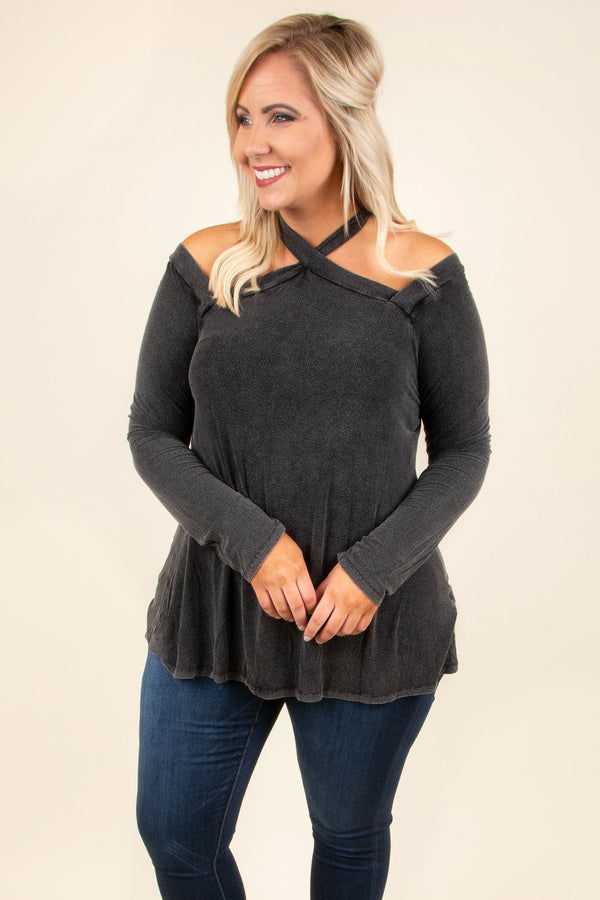 Anything But Basic Top, Charcoal
