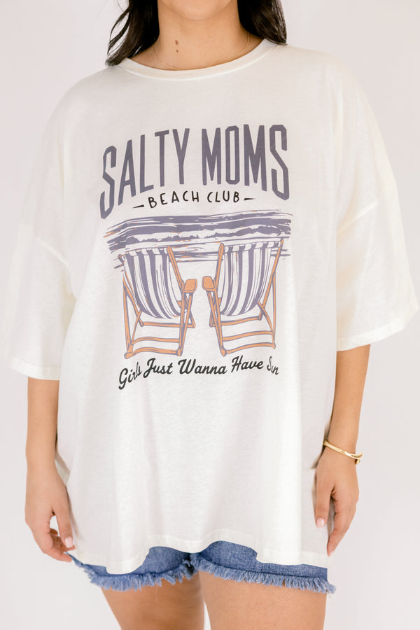 Salty Moms Club Boyfriend Tee, Ivory