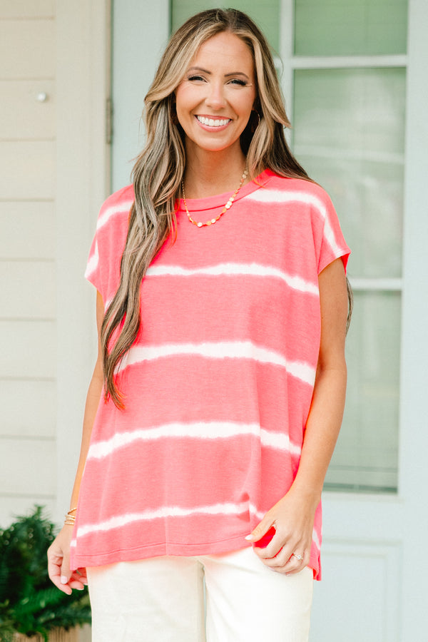 A Grand Throwback Top, Neon Pink