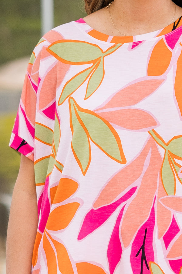 Seek To Sea More Top, Orange/Fuchsia